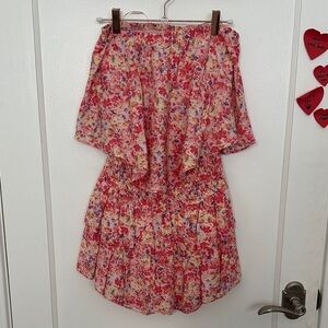 Mustard Seed Pink Floral Smocked Romper